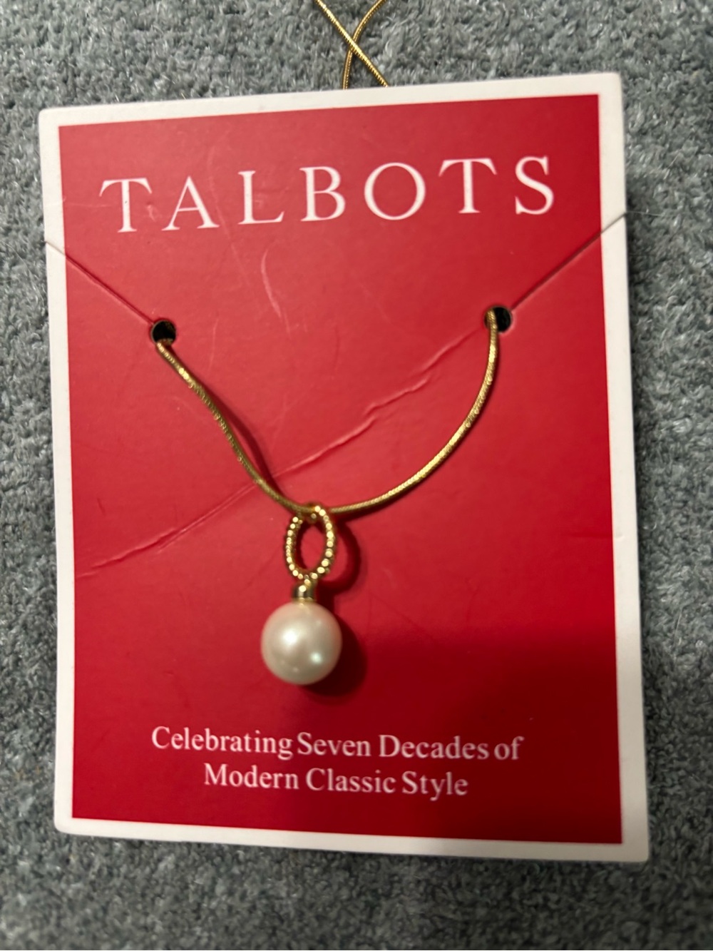 Talbots Gold Pearl Drop Necklace